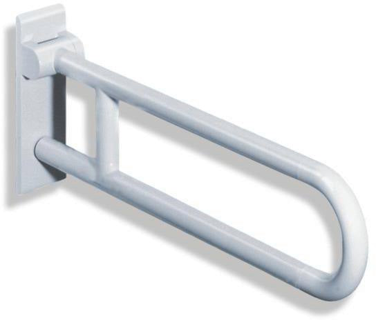 HEWI Stützklappgriff Serie 801 drehbar 750 mm senfgelb – Wandmontage, 150 kg belastbar