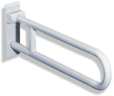 HEWI Stützklappgriff Serie 801 drehbar 750 mm senfgelb – Wandmontage, 150 kg belastbar