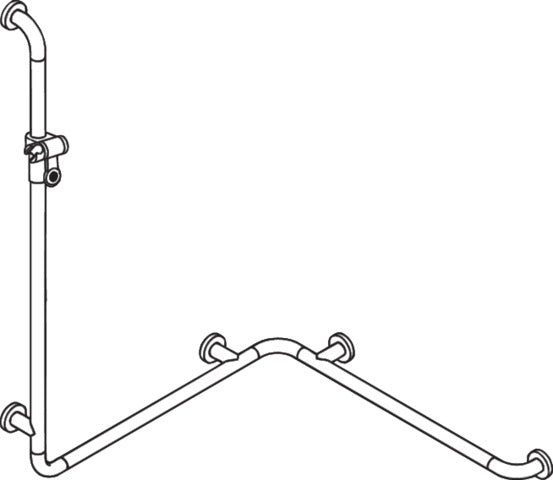 HEWI Dusch- und Wannenhandlauf Serie 801 mit Brausehalterstange reinweiß, 1100 mm