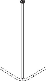 HEWI Deckenabhängung System 900, 1500 mm, schwarz tiefmatt – rostfreier Stahl, kürzbar