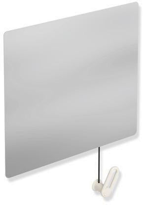 HEWI Kippspiegel Serie 801 mit Seilumlenkung, 600 mm breit, senfgelb – Neigung bis 28°
