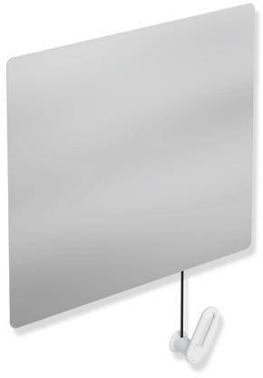 HEWI Kippspiegel Serie 801 mit Seilumlenkung, 600 mm breit, senfgelb – Neigung bis 28°