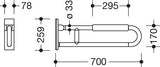 HEWI Mobiler Stützklappgriff Serie 801, 700 mm, mit Armpolster senfgelb – bis 150 kg