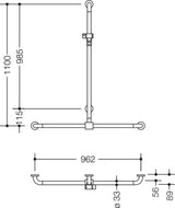 HEWI Dusch-Wannenhaltegriff Serie 801 mit Brausehalterstange, koralle, 1100 x 962 mm, barrierefrei