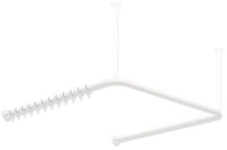 HEWI Vorhangstange System 900 U-förmig 987 x 975 x 987 mm, 28 Ringe, Schwarz tiefmatt