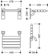 HEWI Klappsitz Serie 801 mit Gabelgelenk, senfgelb, 478 mm breit, hochklappbar, bis 150 kg