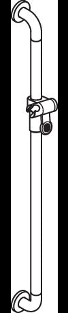 HEWI Brausehalterstange Serie 477, 1100 mm, Senfgelb, mit verstellbarem Brausehalter