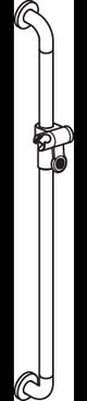 HEWI Brausehalterstange Serie 477, 1100 mm, Senfgelb, mit verstellbarem Brausehalter