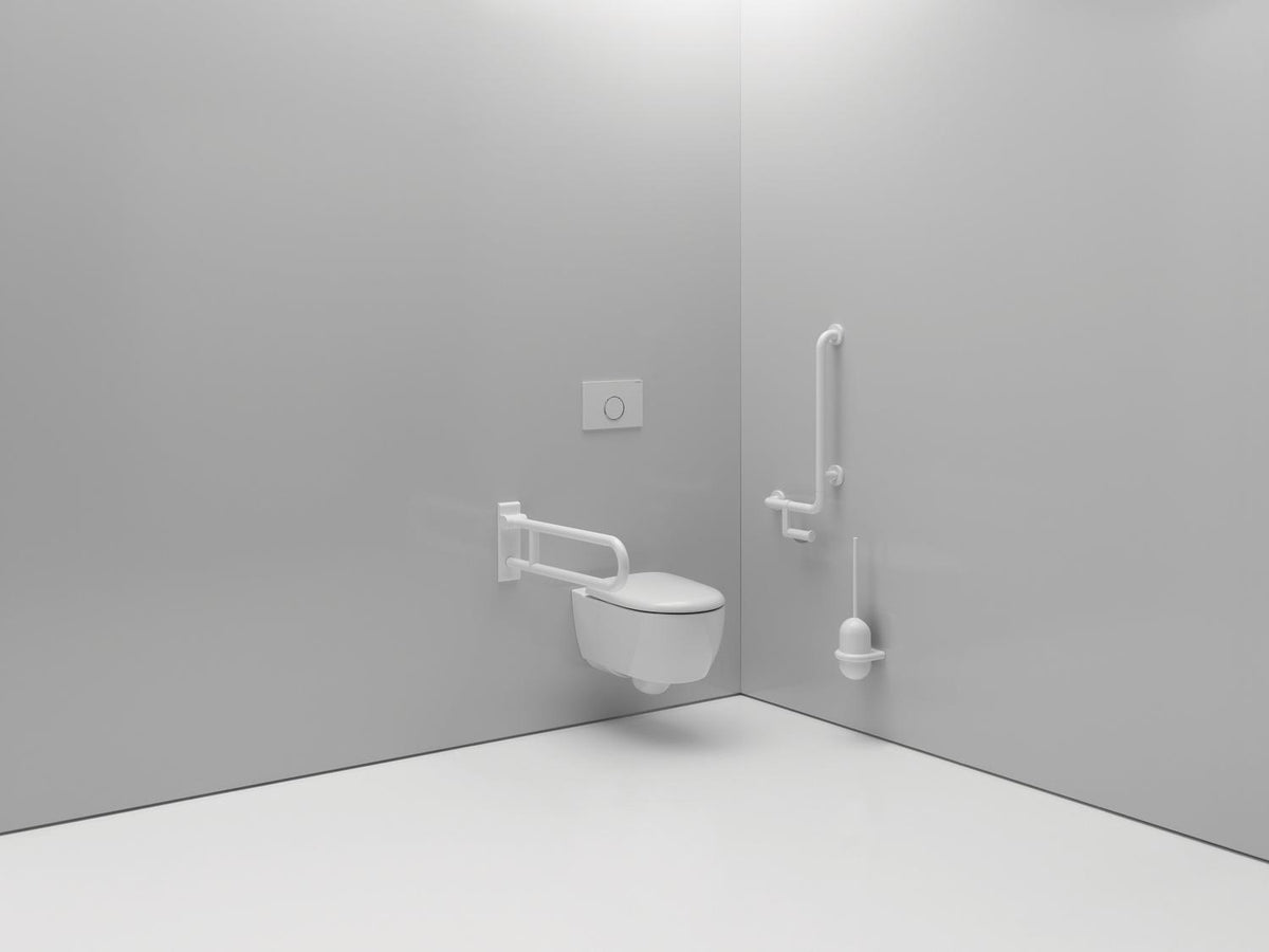 HEWI Winkelgriff Serie 801, 300 x 600 mm, koralle – Barrierefreier Haltegriff mit Polyamid-Oberfläche