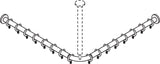 HEWI Vorhangstange Serie 801 Eckform 800 x 800 mm mit 16 Ringen senfgelb