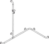 HEWI Dusch-Wannenhaltegriff Serie 801 koralle, 1250 mm, mit Brausehalterstange, barrierefrei