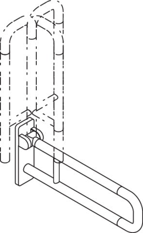 HEWI Stützklappgriff Serie 801, drehbar, 600 mm, senfgelb – Belastbar bis 100 kg
