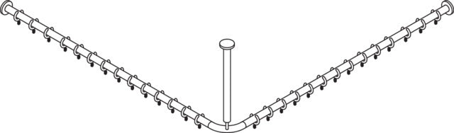 HEWI Vorhangstange Serie 801, 90° Ecke, 20 Ringe, Deckenabhängung, koralle, kürzbar