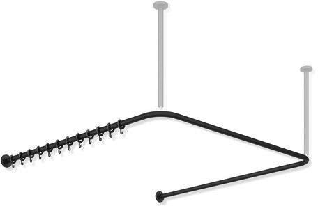 HEWI Vorhangstange System 900 U-förmig 1187 mm Schwarz tiefmatt mit 34 Ringen