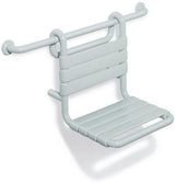 HEWI Einhängesitz Serie 801 senfgelb – bis 150 kg, mit Rückenlehne, für Duschhandläufe