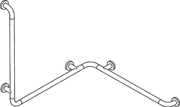 HEWI Dusch- und Wannenhandlauf Serie 801 senfgelb 762 x 900 mm – Eckwandbügel mit Stahlkern
