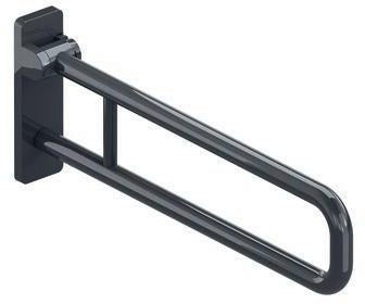 HEWI Stützklappgriff Serie 801 drehbar 700 mm senfgelb – Wandmontage, 100 kg belastbar