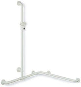 HEWI Dusch- und Wannenhandlauf Serie 801, senfgelb, 1250 mm senkrecht, 762 mm waagerecht, mit Brausehalterstange