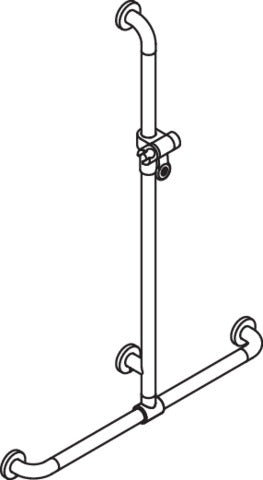 HEWI Dusch-Wannenhaltegriff Serie 801 mit Brausehalterstange, koralle, 1100 x 962 mm, barrierefrei