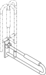 HEWI Stützklappgriff Serie 801 drehbar 750 mm mit Armpolster Senfgelb – Wandmontage, 150 kg