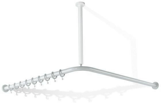 HEWI Vorhangstange Serie 801 Eckform 800 x 800 mm mit 16 Ringen senfgelb