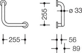 HEWI Winkelgriff Serie 801 senfgelb 255x255 mm – Wandmontage, Polyamid mit Stahlkern
