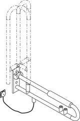 HEWI Stützklappgriff Serie 801 drehbar mit WC-Spülung und Notruf in Koralle