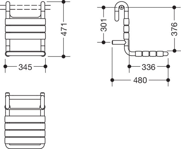 HEWI Einhängesitz Serie 801 senfgelb – bis 150 kg, mit Rückenlehne, für Duschhandläufe