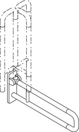 HEWI Stützklappgriff Serie 801 drehbar 700 mm senfgelb – Wandmontage, 100 kg belastbar