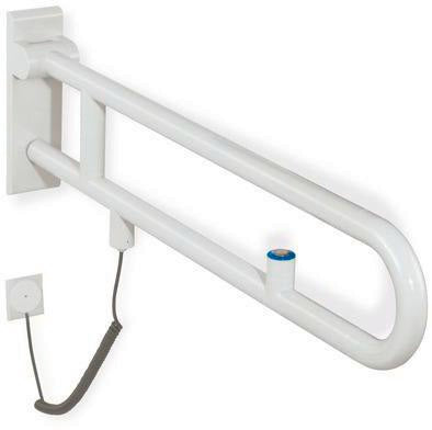 HEWI Stützklappgriff Serie 801 E-Ausführung mit WC-Spülung, 700 mm, Senfgelb