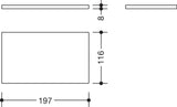 HEWI Glasplatte Serie 477 aus Klarglas, 197 mm breit, 8 mm stark, geschliffene Kanten