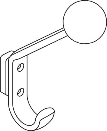 HEWI Garderobenhaken Serie 477 mit Kugel und Distanzstück in Senfgelb, 172 mm hoch