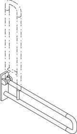 HEWI Stützklappgriff Serie 801, 850 mm, senfgelb – Belastbar bis 100 kg, hochklappbar
