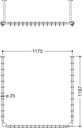 HEWI Vorhangstange System 900 U-förmig 1187 mm Schwarz tiefmatt mit 34 Ringen