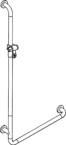 HEWI Winkelgriff Serie 801 mit Brausehalter, 1250 x 600 mm, senfgelb, Polyamid/Stahl