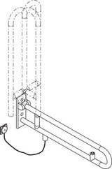 HEWI Stützklappgriff Serie 801 drehbar mit WC-Spülung, 900 mm, Senfgelb