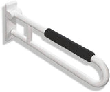 HEWI Stützklappgriff Serie 801, 600 mm, mit Armpolster senfgelb – Wandmontage, klappbar