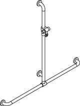 HEWI Dusch-Wannenhaltegriff Serie 801 mit Brausehalterstange, koralle, 1100 x 962 mm, barrierefrei