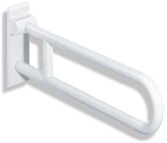 HEWI Stützklappgriff Serie 801 drehbar 750 mm senfgelb – Wandmontage, 150 kg belastbar
