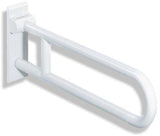 HEWI Stützklappgriff Serie 801 drehbar 750 mm senfgelb – Wandmontage, 150 kg belastbar