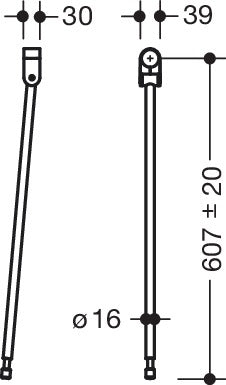 HEWI Bodenstütze Serie 801 für Stützklapp- und Wandstützgriffe, 607 mm, Edelstahl, Senfgelb