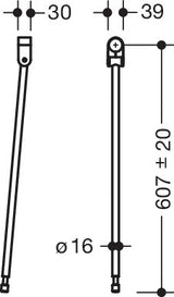 HEWI Bodenstütze Serie 801 für Stützklapp- und Wandstützgriffe, 607 mm, Edelstahl, Senfgelb