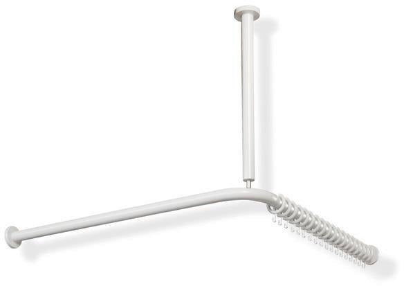 HEWI Vorhangstange Serie 801 mit Deckenabhängung, 900 x 900 mm, 18 Ringe, senfgelb