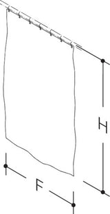 HEWI Duschvorhang uni weiß, 1400 x 2000 mm, Trevira CS, mit 10 Edelstahlösen