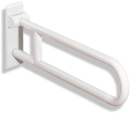 HEWI Stützklappgriff Serie 801 drehbar 750 mm senfgelb – Wandmontage, 150 kg belastbar