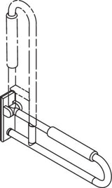HEWI Mobiler Stützklappgriff Serie 801, 700 mm, mit Armpolster senfgelb – bis 150 kg