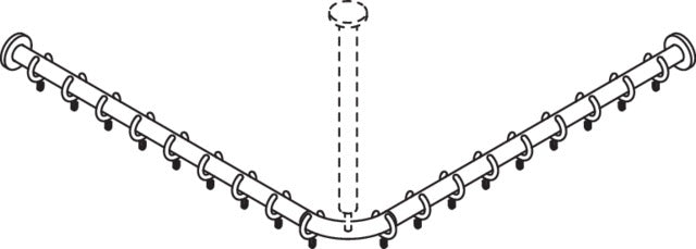 HEWI Vorhangstange Serie 801 900 x 900 mm senfgelb mit 18 Ringen – kürzbar