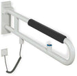 HEWI Stützklappgriff Serie 801 E-Ausführung mit WC-Spülung und Armpolster, senfgelb, 850 mm