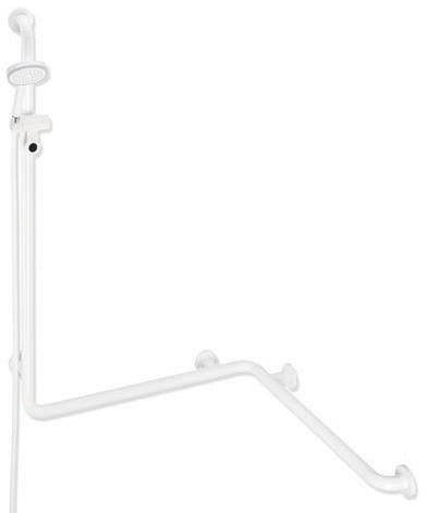 HEWI Dusch- und Wannenhandlauf Serie 801 mit Brausehalterstange reinweiß, 1100 mm