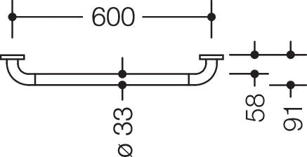 HEWI Haltegriff Serie 801, 600 mm, senfgelb – mit Metallkern und verdeckter Wandbefestigung